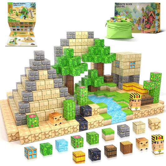 MagnaBlock Oasis Pyramid Adventure Set – 550 Piece Montessori Sensory Master Builder Edition